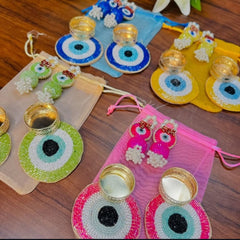 Evil Eye Shubh-Labh Pair With Candle Holder Gift Hamper