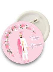 Team Groom Pink Weeding Brooch