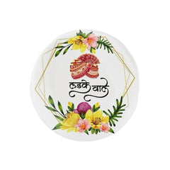 Ladkewale (Hindi Text) With Flower Pattern Weeding Brooch