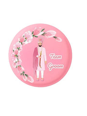 Team Groom Pink Weeding Brooch