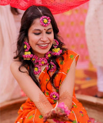 Pink & Yellow Floral Necklace Set