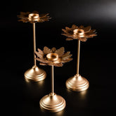 Metal Lotus Tealight/T-Light Candle Holder – Set of 3pc