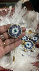 Evil Eye Weeding Brooch With Feather