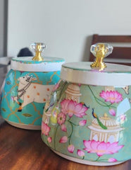 Pichwai Painting Jar 4/4 inches