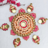 Luxury Floral Lotus Rangoli with Tealight Holders – Decorative Set for Festive & Pooja Decor