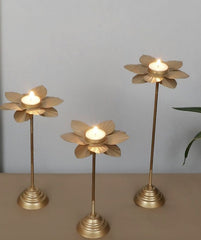 Metal Lotus Tealight/T-Light Candle Holder – Set of 3pc