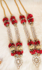 Royal Red–Gold Wedding Varmala with Kundan Embellishments