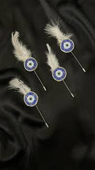 Evil Eye Weeding Brooch With Feather And Bracelate Combo