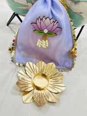Elegant Lotus Candle Holder Hamper – Festive Gift Set for Diwali, Weddings & Home Decor
