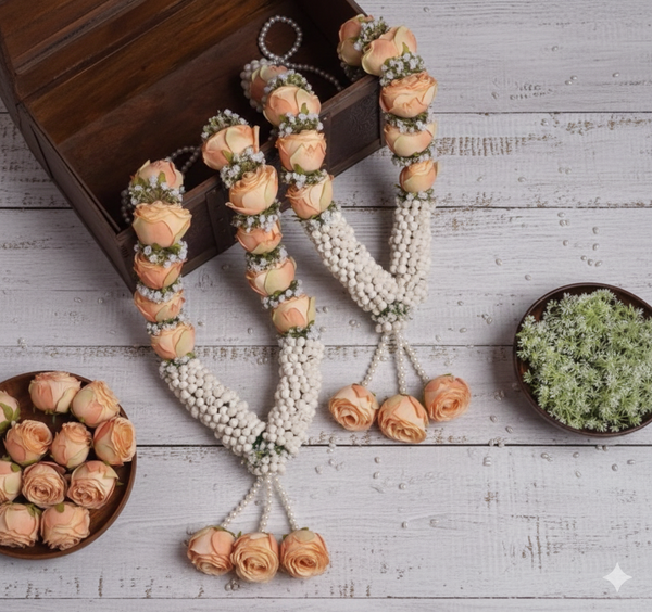 Orange and White Rose Varmala