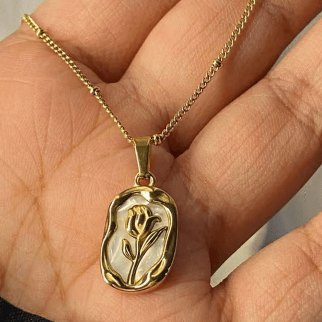 Antiarins Golden Rose Blossom Pendent with Chain