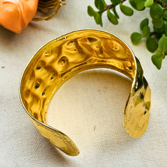 Chunky Bracelet: Brass Cuff 18K Gold Plated