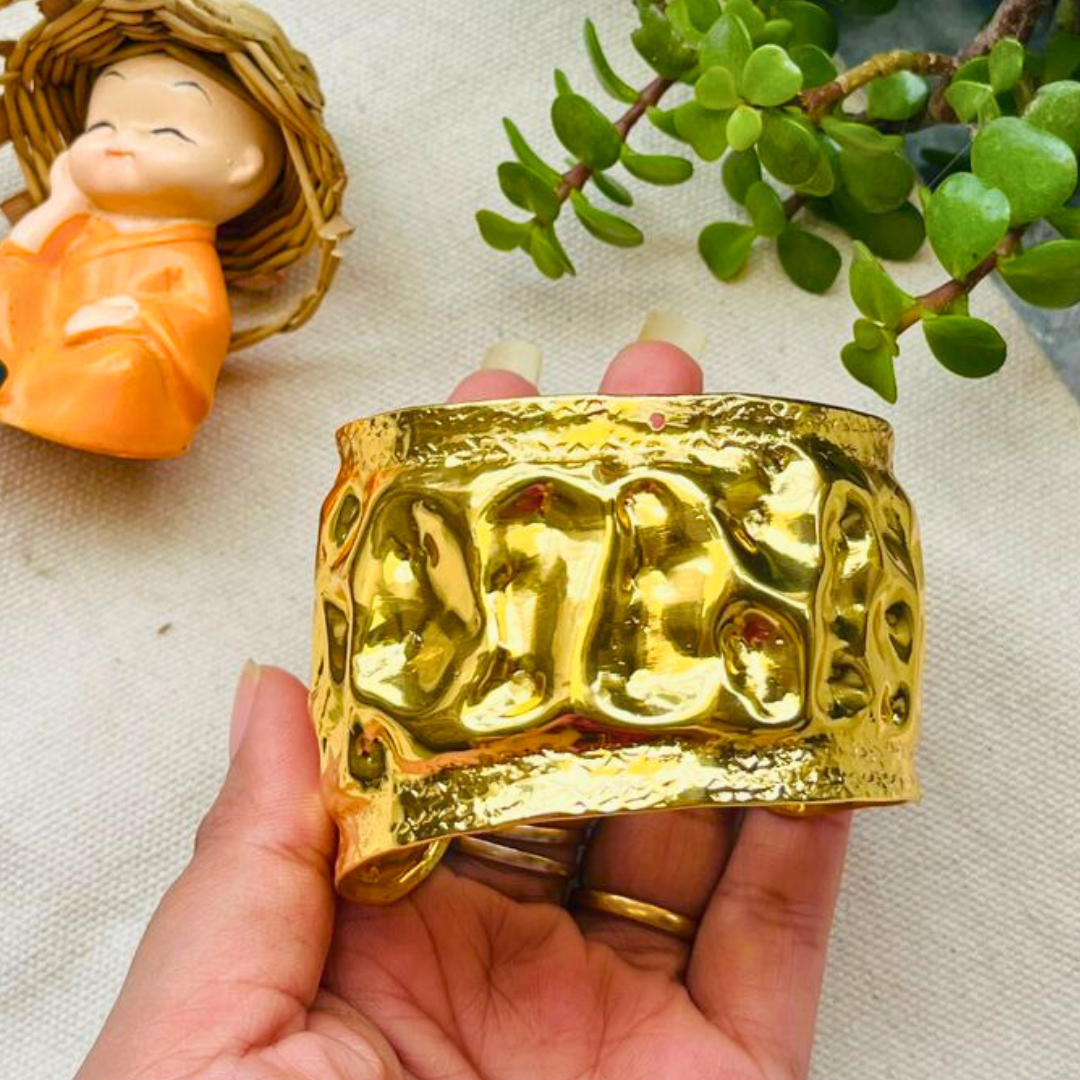 Chunky Bracelet: Brass Cuff 18K Gold Plated