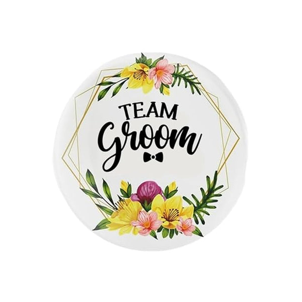 Team Groom With Flower Pattern Weeding Brooch