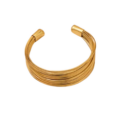 Zoya Multi-Strand Wire Ball Brass Cuff 8K Gold Plated