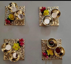 Square Tilak Plate with Stink 4x4 Inches