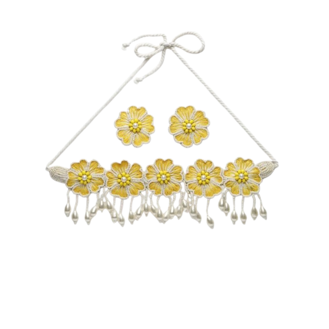 Yellow Florel Necklace Set