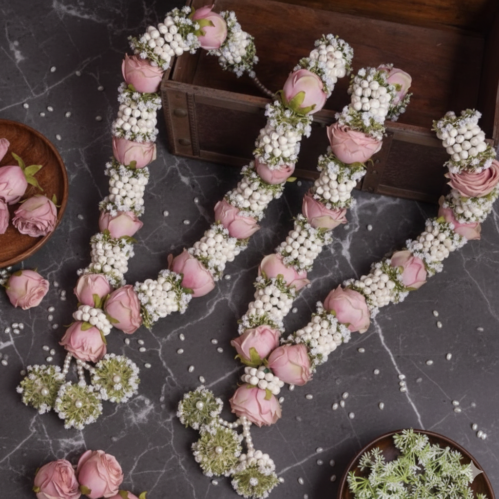 Pink And White Varmala