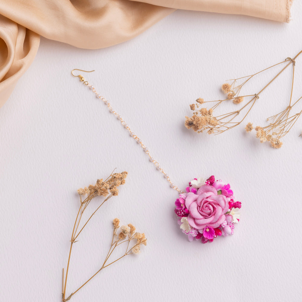 Pink Rose Necklace Set