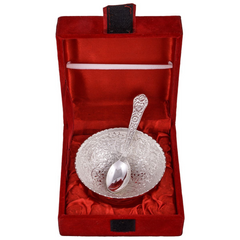 German Silver 1 Bowl 1 Spoon Set With Box