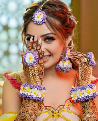 White & Lavender Floral Necklace Set 🌸💜