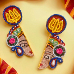 Maa Durga Trisul Handmade Beaded Earring