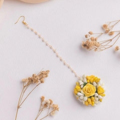 Rose with Pollen Yellow Flower Necklace Set