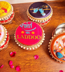 Decorated Ladoo Box Set of 4 Mix Colour