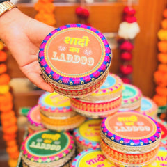 Decorated Ladoo Box Set of 4 Mix Colour