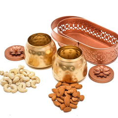 Metal Basket With Two Bowl Set