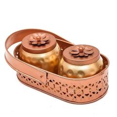 Metal Basket With Two Bowl Set