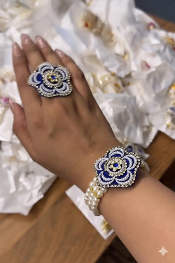 Elegant Pearl Beaded Bracelet with Ring