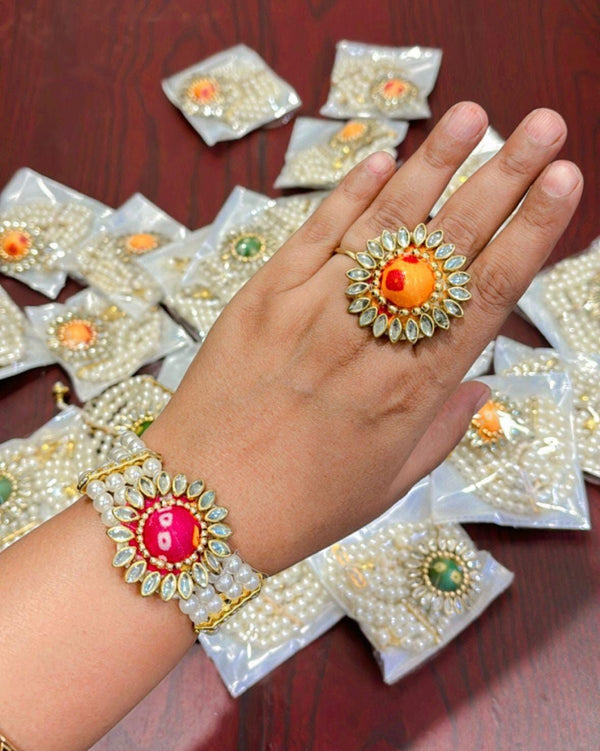 Bandhani Bracelete with Ring Mix Colour