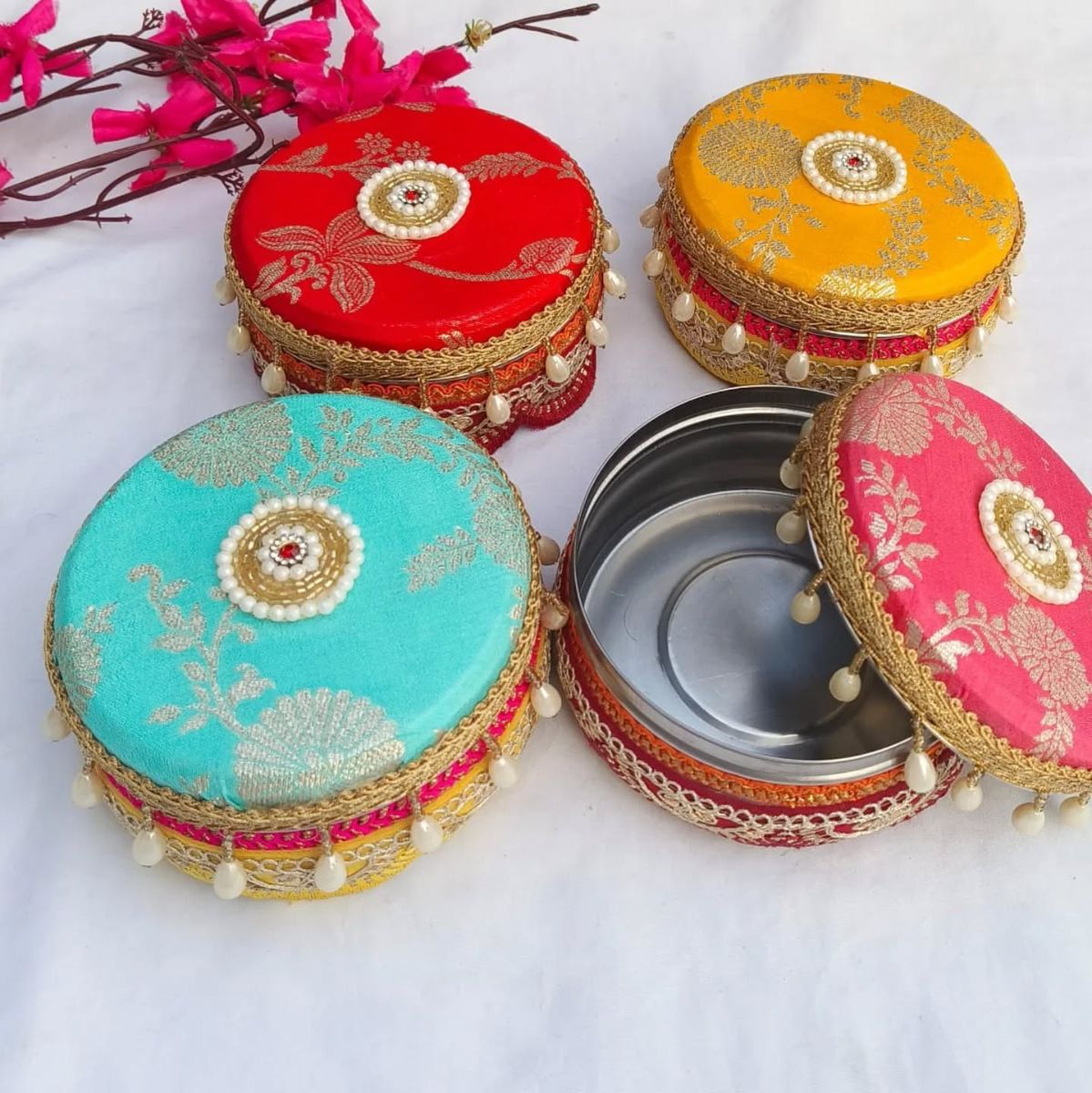 Decorated Ladoo Box Set of 4
