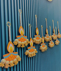 Handcrafted Diya Design Pearl Latkan Toran - Set of 2