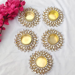 Handcrafted White Round Tealight Holders – Set of 2