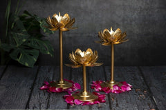 Metal Lotus Tealight/T-Light Candle Holder – Set of 3pc