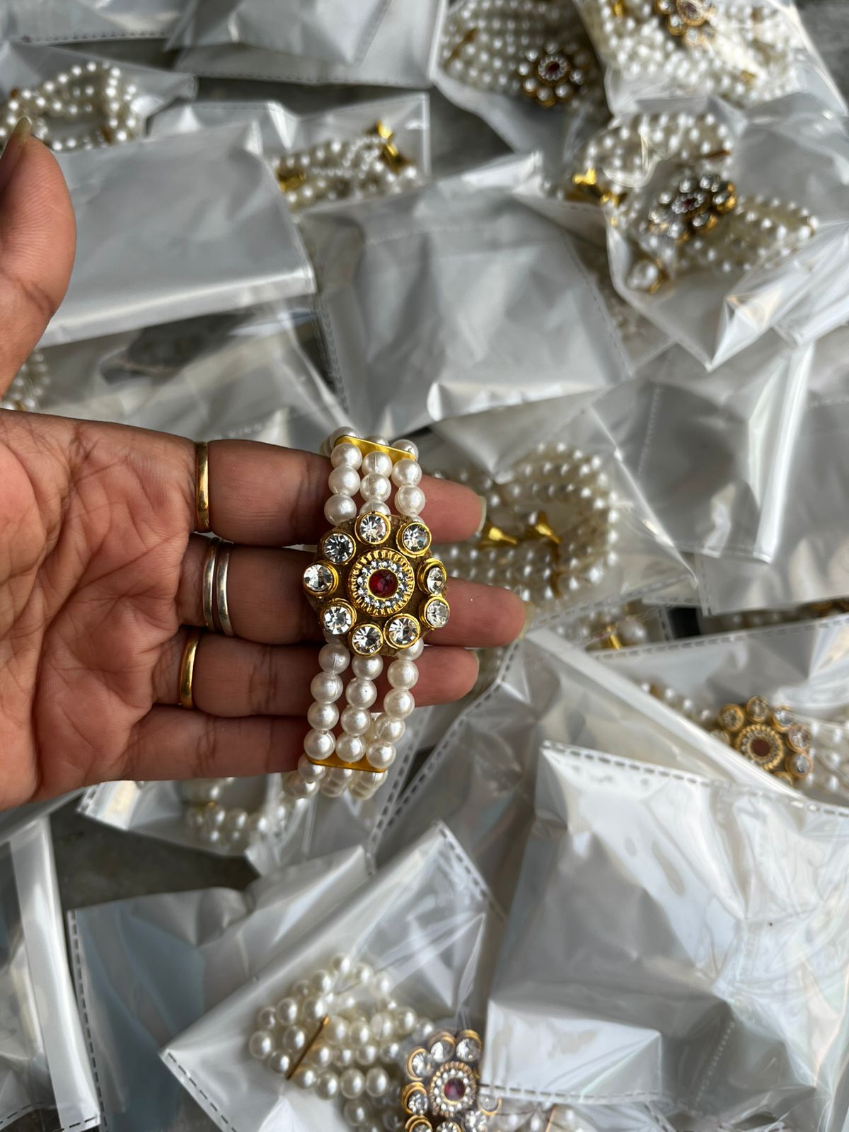 Elegant Pearl Beaded Bracelet with Ring