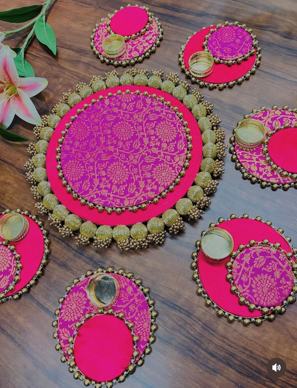 Traditional 7-Piece Rangoli Mat Set – Reusable Floor Decoration for Festivals & Events