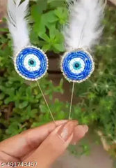 Evil Eye Weeding Brooch With Feather pearl